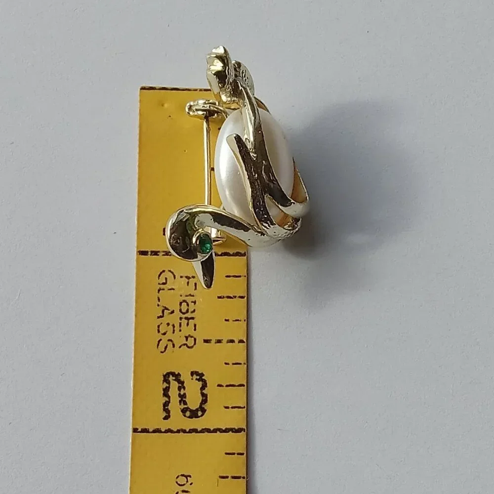 Rare Vintage Jelly Belly Swan Brooch Pin Green Gem Eye - Picture 3 of 12